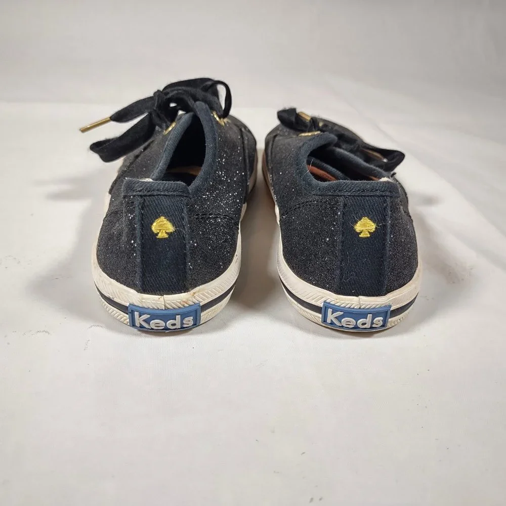 Keds Kate Spade Black Champion Glitter Sneakers Girl's Size 10M Sparkle
